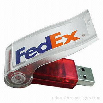 Promotional plastic USB flash drive with 1 to 8GB capacity and USB 2.0 interface